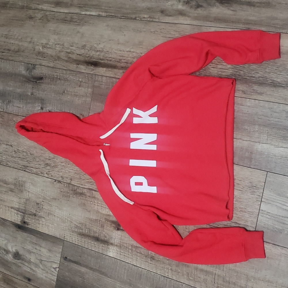 Pink Victoria's secret hoodie cropped top sweater
